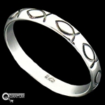 Sterling Silver Ichthus Fish Band Ring (#BQ558)
