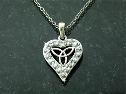 Pewter CZ Trinity Knot Heart Necklace on 18" Chain (#JPEW5778)