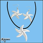 Pewter Starfish Necklace & Earrings Set (#JPEW5933SET)