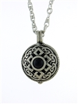 Pewter Celtic Knot & Black Onyx Diffuser Pendant on 24" Chain (#PEW8011)