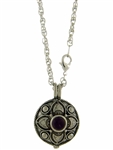 Pewter Amethyst Flower Diffuser Pendant on 24" Chain (#PEW8013)