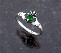 Sterling Silver Claddagh Ring Heart CZ (#Q3043)