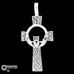 Sterling Silver Celtic Cross w/ Claddagh & Knotwork (#Q4163)