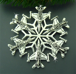 Pewter USAF F-16 SnowWondersÂ® Snowflake Ornament/Pendant (#SW5428)
