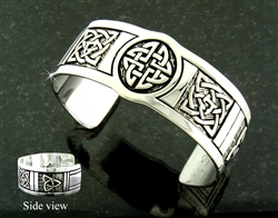 Pewter Celtic Five- Knot Cuff Bracelet (#JPEW5023)