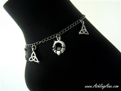 Celtic Claddagh and Trinity Anklet with Magnetic Clasp (#JPEW5856)