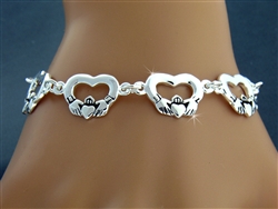 Pewter Celtic Claddagh and Trinity Anklet with Magnetic Clasp 9 In with 2 in ext 