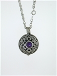 Pewter Celtic Knot & Amethyst Diffuser Pendant on 24" Chain (#PEW8009)