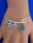 "Wings of an Angel" Celtic Trinity Knot Charm Bangle Bracelet.( RPEW2)