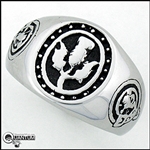 Stainless Steel Men's Scottish Thistle Lion Rampant Signet Ring (#S24)