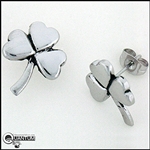 Stainless Steel Shamrock Post Earrings (#S26)