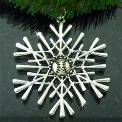 Pewter Baseball SnowWondersÂ® Snowflake Ornament/Pendant (#SW5817)