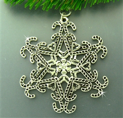 Pewter Candy Cane SnowWondersÂ® Snowflake Pewter Ornament/Pendant (#SW5820)